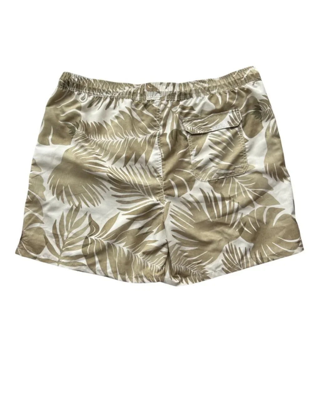 Goodfellow Swim Trunks Mens XXL Tan White Tropical Print Mesh Lined Drawstring